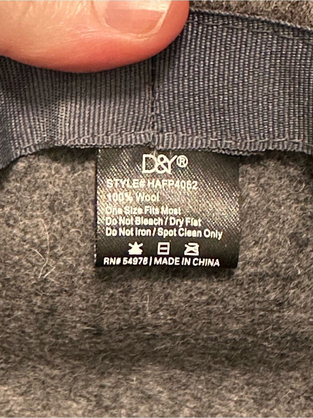 D&Y Gray Wool Felt Wide Brim Hat with Black Band - Picture 4 of 4